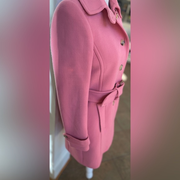 J. Crew Pink Double Cloth Wool  Trench Coat- Size 4 - Picture 6 of 16